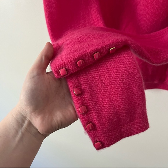 J McLaughlin 100% Cashmere Button Detail Sweater Hot Pink Small - Picture 4 of 10